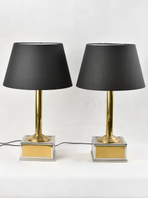 1960s Gilded Metal Table Lamps from the Bank of France 26"