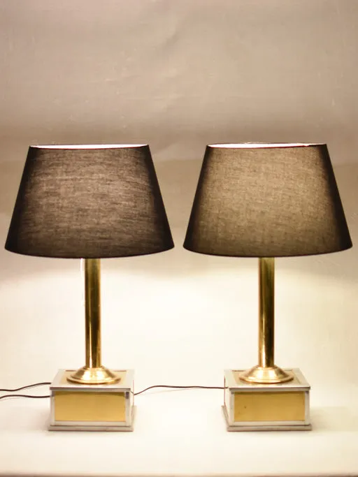 1960s Gilded Metal Table Lamps from the Bank of France 26"