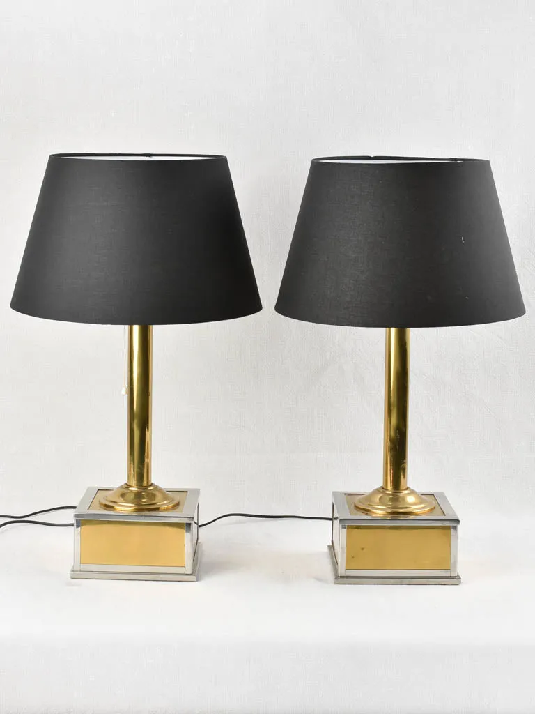 1960s Gilded Metal Table Lamps from the Bank of France 26"