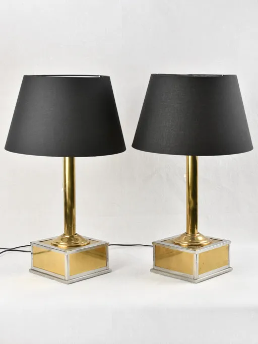 1960s Gilded Metal Table Lamps from the Bank of France 26"