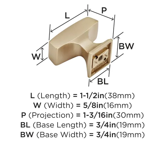 Amerock Mulholland 1-1/2" Rectangular Cabinet Knob BP535342