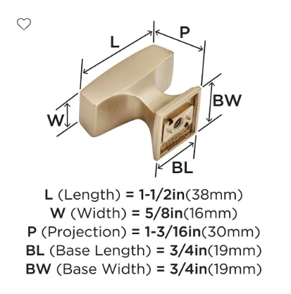 Amerock Mulholland 1-1/2" Rectangular Cabinet Knob BP535342