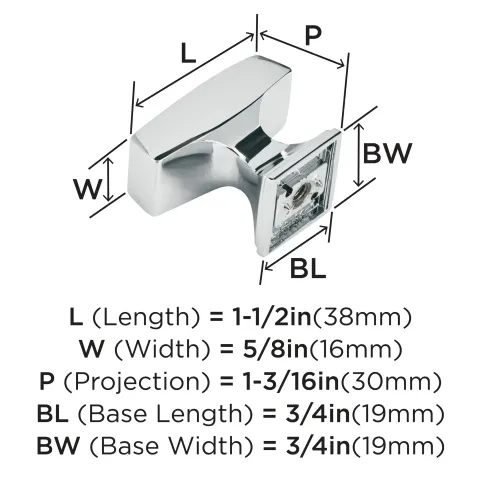 Amerock Mulholland 1-1/2" Rectangular Cabinet Knob BP535342