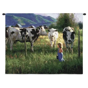 Anniken And Cows Wall Tapestry by Robert Duncan©