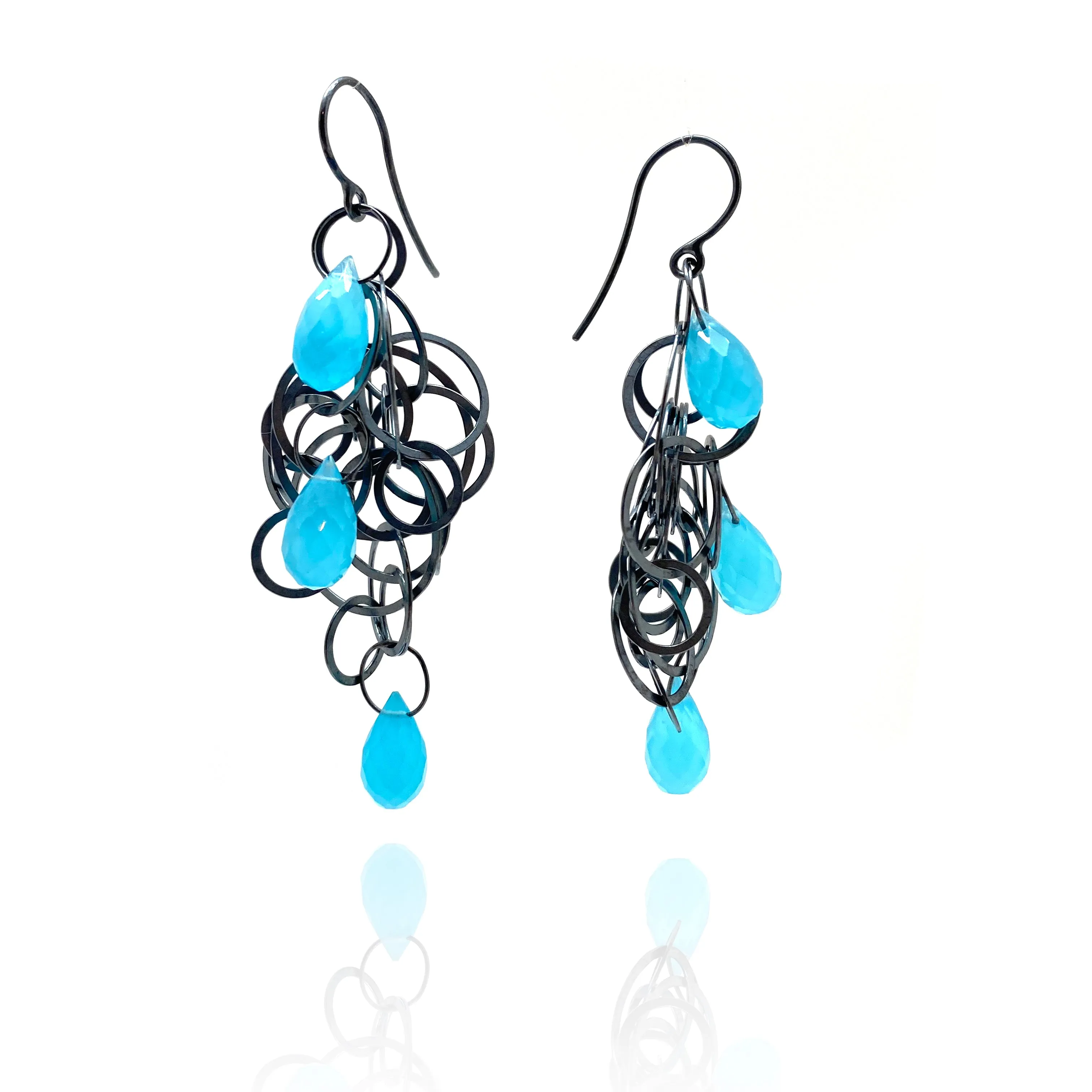 Blue Chalcedony Tangle Earrings