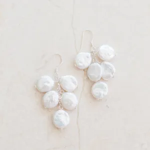 Cascading Coin Pearl Earrings | Clustered Elegance & Sterling Silver | By Pearly Girls