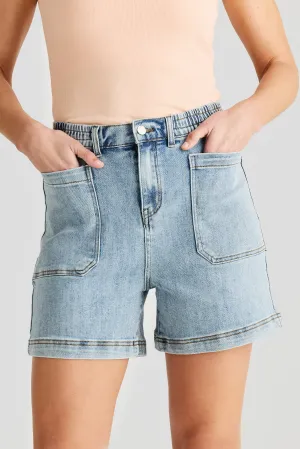 Core Denim Elasticated Short - Light Wash