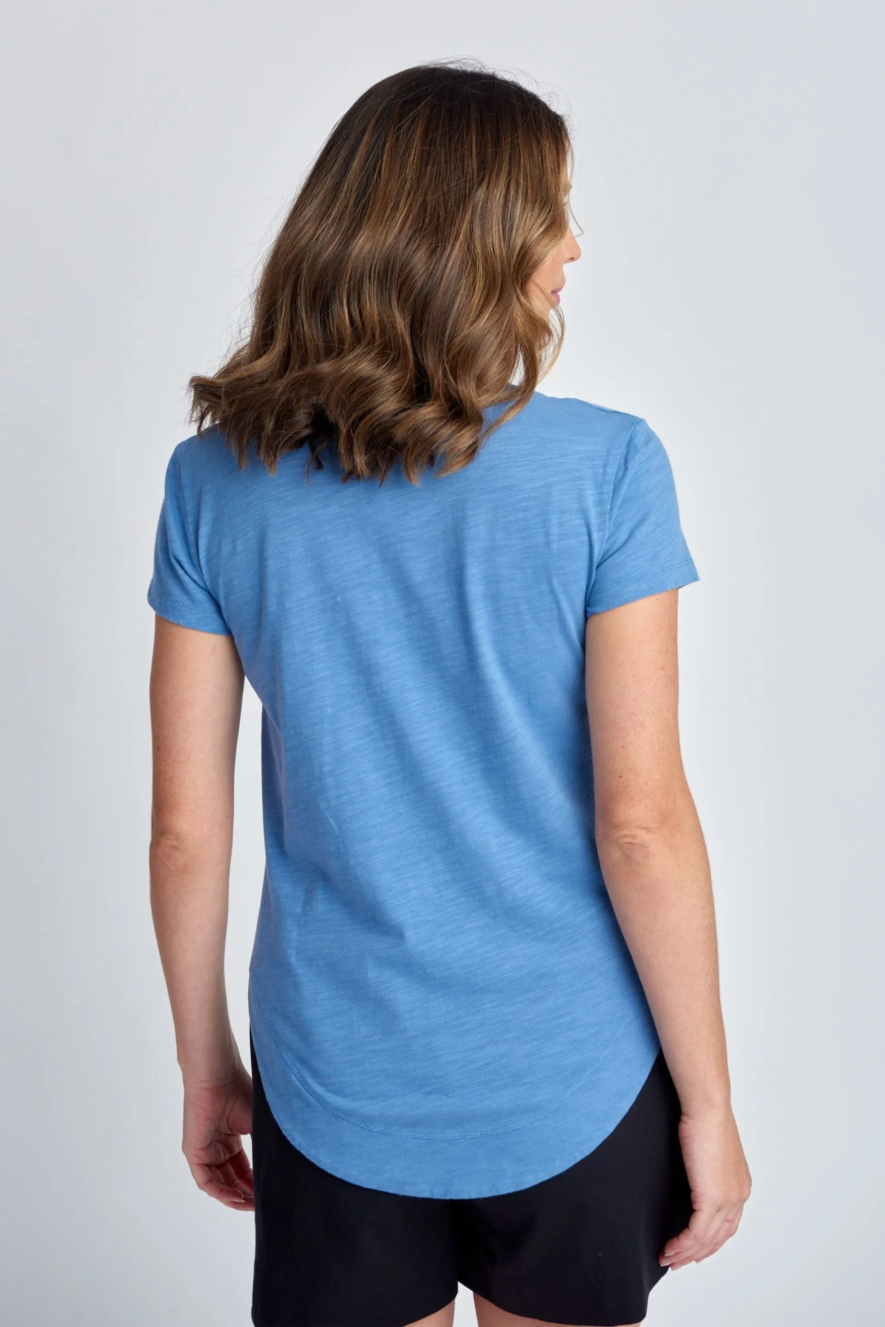 Cotton Shaped Hem Tee Deep Blue