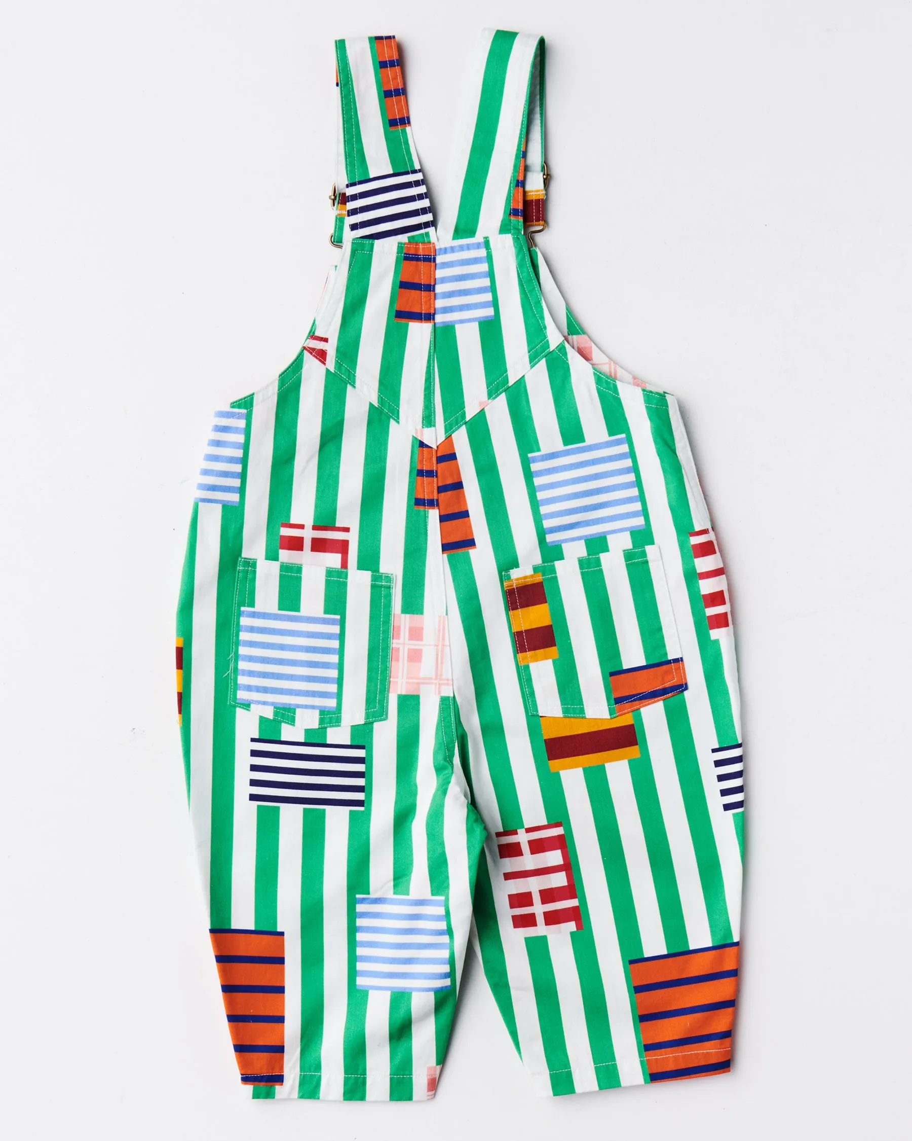 Kip & Co Stripe On Stripe Baby Cotton Drill Overalls