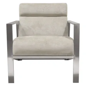 La Brea Accent Chair in Champagne Fabric with Brushed Stainless Steel Frame by Diamond Sofa