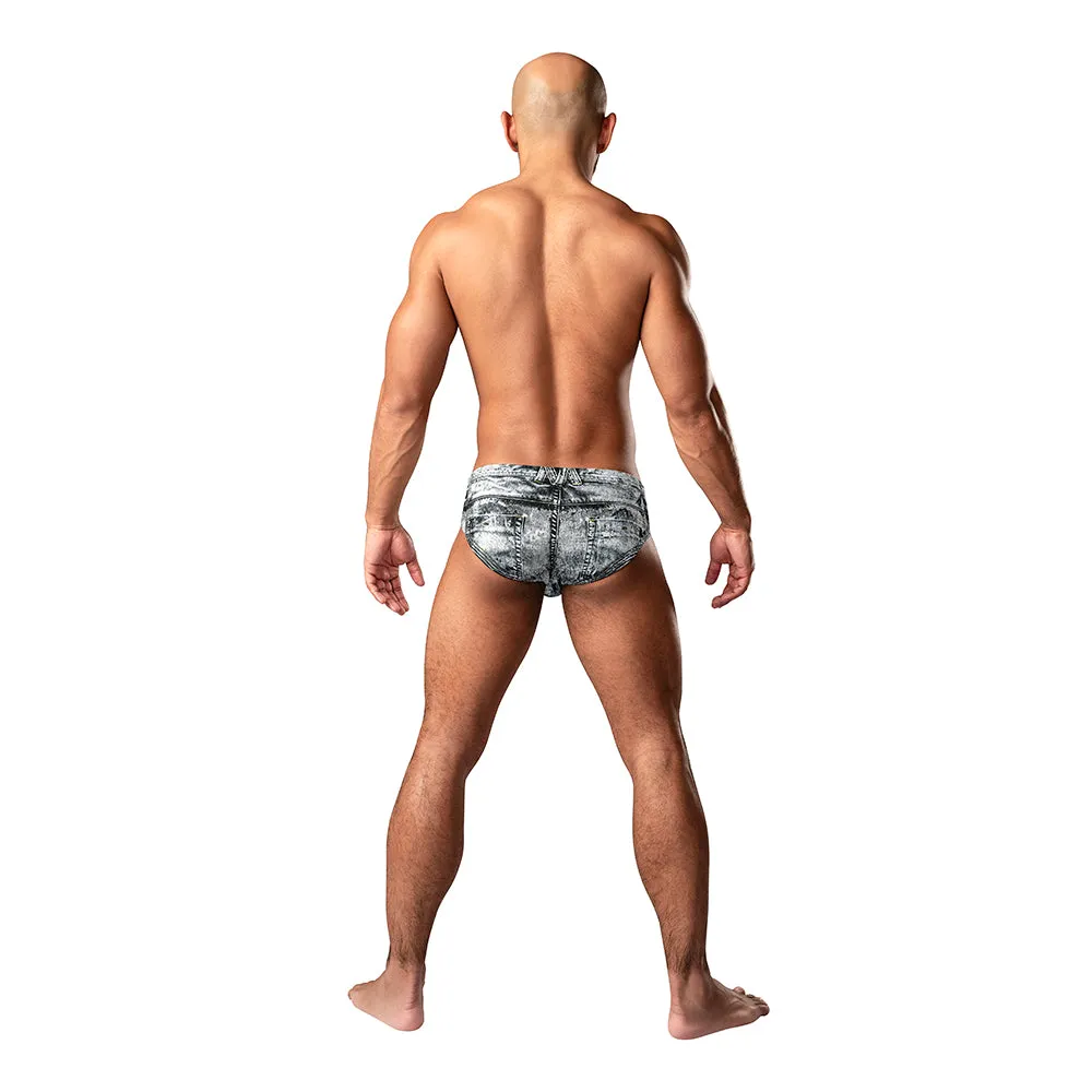 Male Power Dirty Denim Bikini Denim Print L