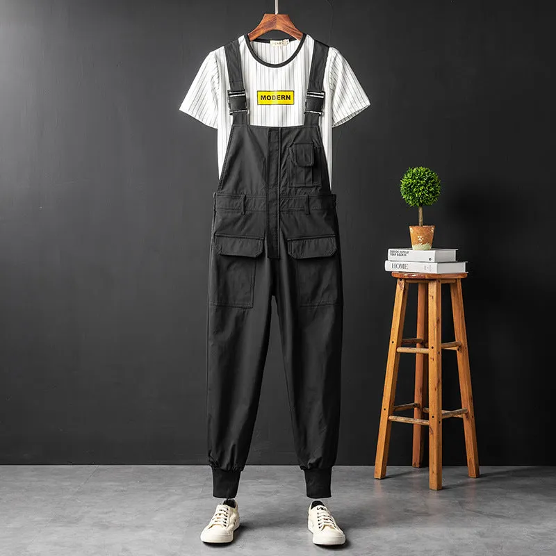 Men's Vintage Bib Overalls Fashion Slim Fit Jumpsuit with Pockets