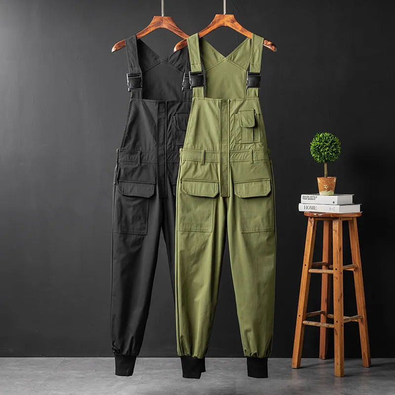 Men's Vintage Bib Overalls Fashion Slim Fit Jumpsuit with Pockets