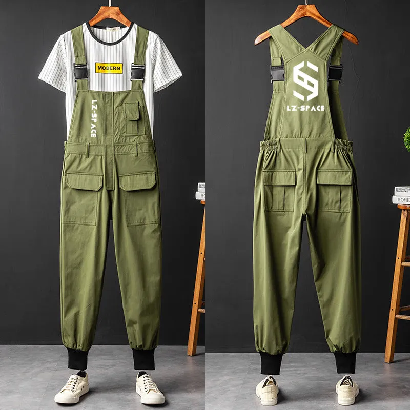 Men's Vintage Bib Overalls Fashion Slim Fit Jumpsuit with Pockets