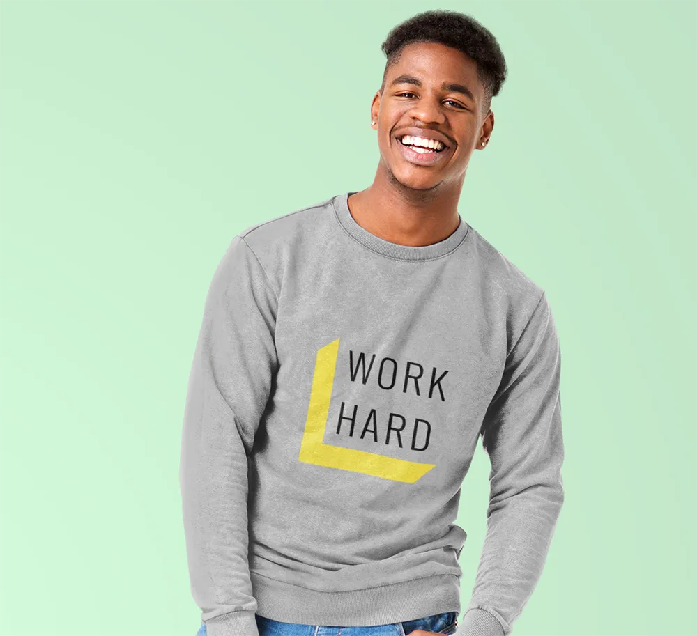 Mens Work Hard Inspirational Crewneck Sweatshirt