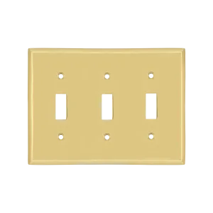 New York Switch Plate with Triple Toggle in Polished Brass