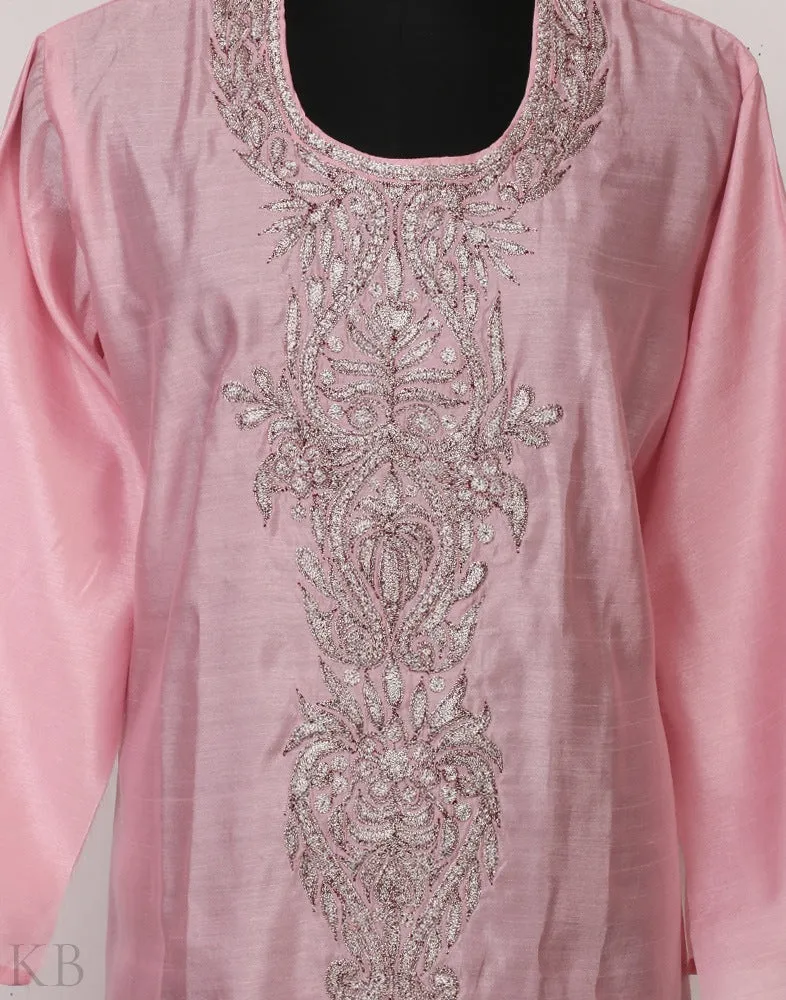 Pink Tilla Embroidered Silk Suit with Dupatta