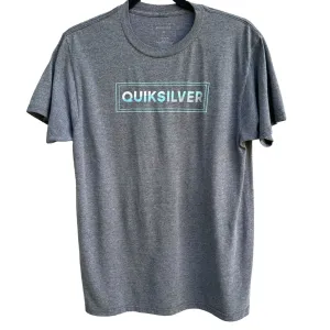 Quiksilver Mens Heathered Gray Graphic Print Logo Short Sleeve T-Shirt - Medium