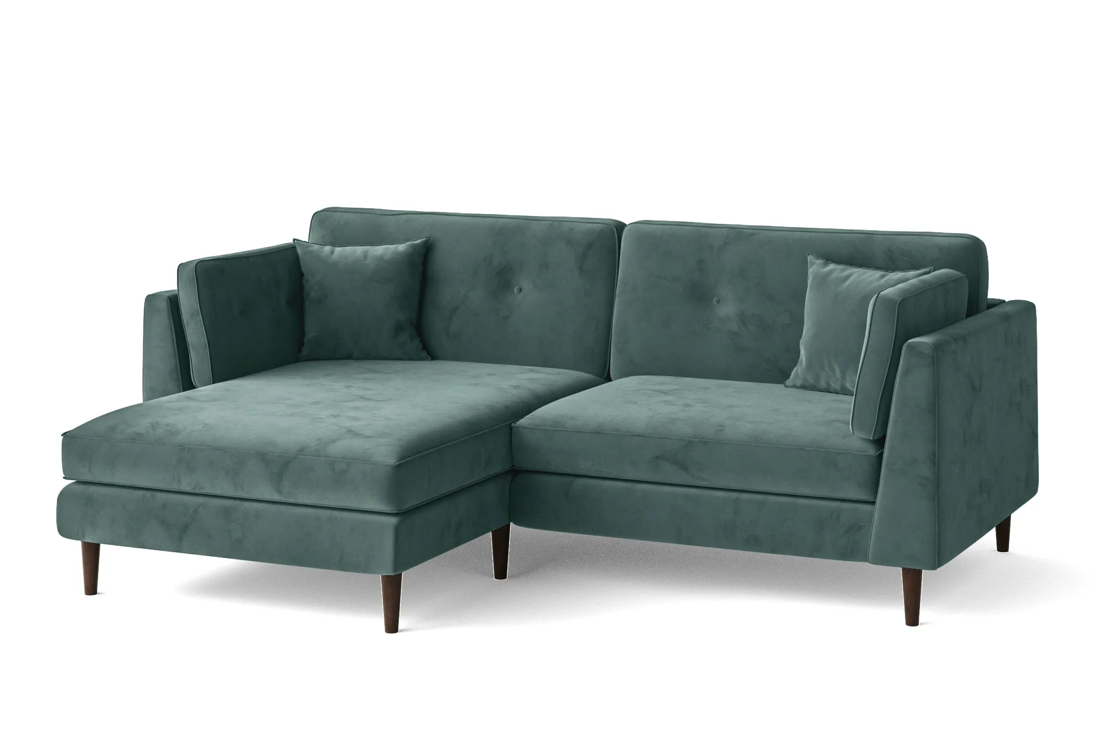 Ragusa 3 Seater Left Hand Facing Chaise Lounge Corner Sofa Teal Velvet