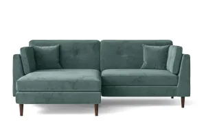 Ragusa 3 Seater Left Hand Facing Chaise Lounge Corner Sofa Teal Velvet