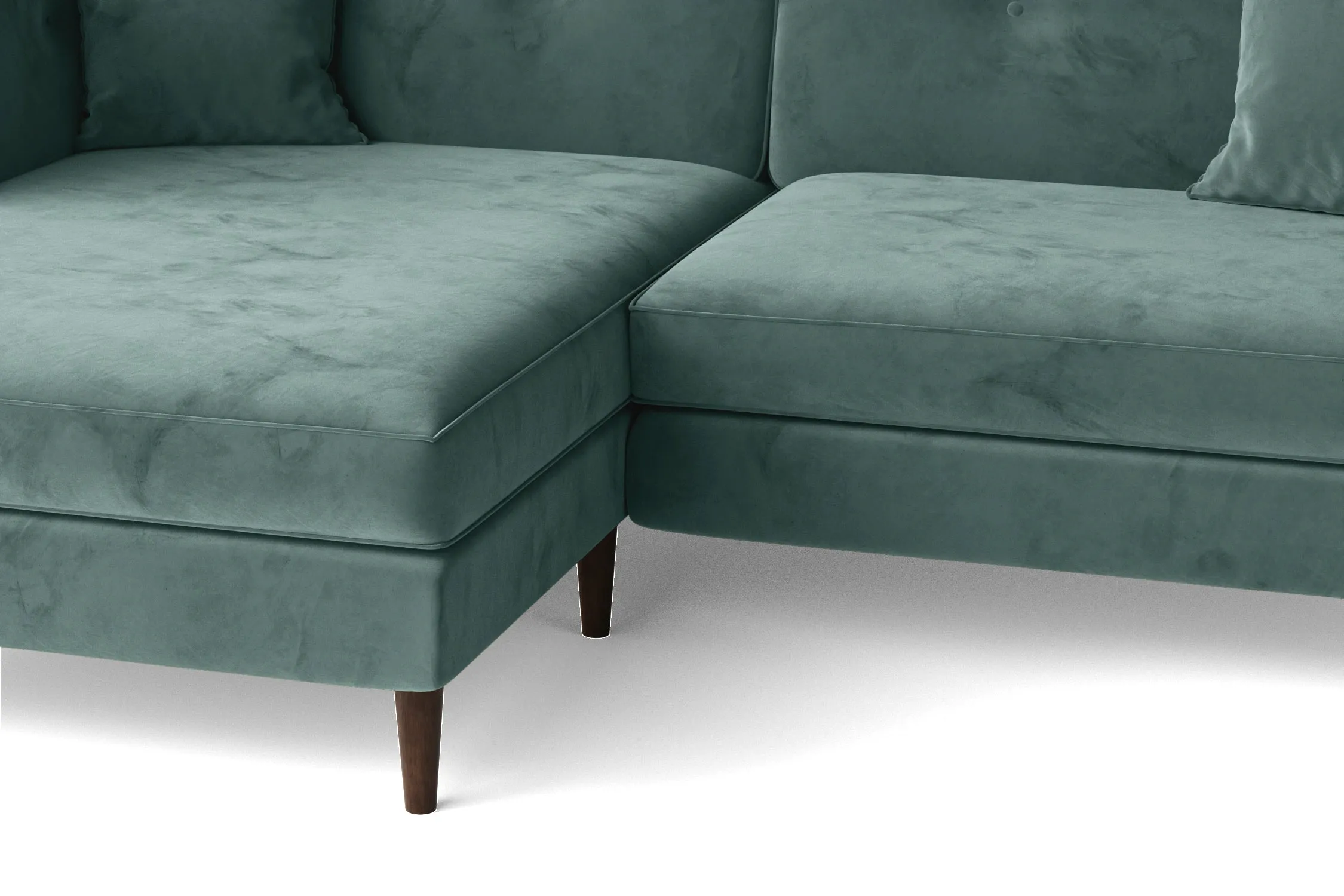 Ragusa 3 Seater Left Hand Facing Chaise Lounge Corner Sofa Teal Velvet