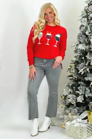 Red Holiday Party Long Sleeve Sweatshirt