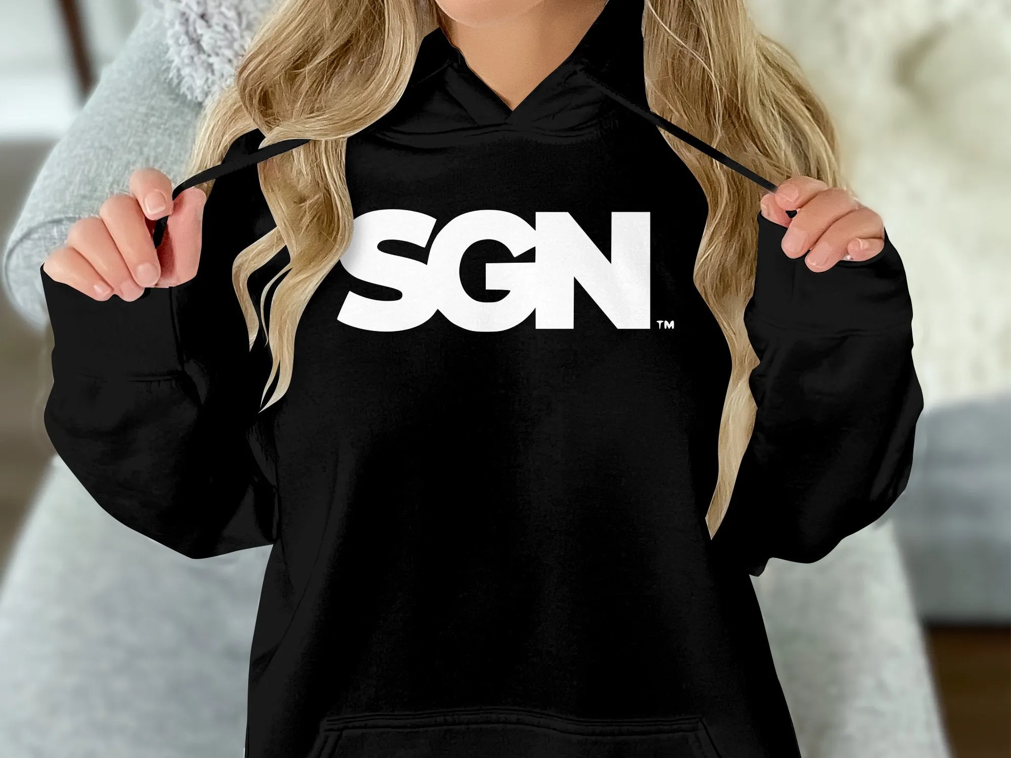 SGN Monochrome Text LOGO Hoodie, Seattle Gay News Hooded Sweatshirt