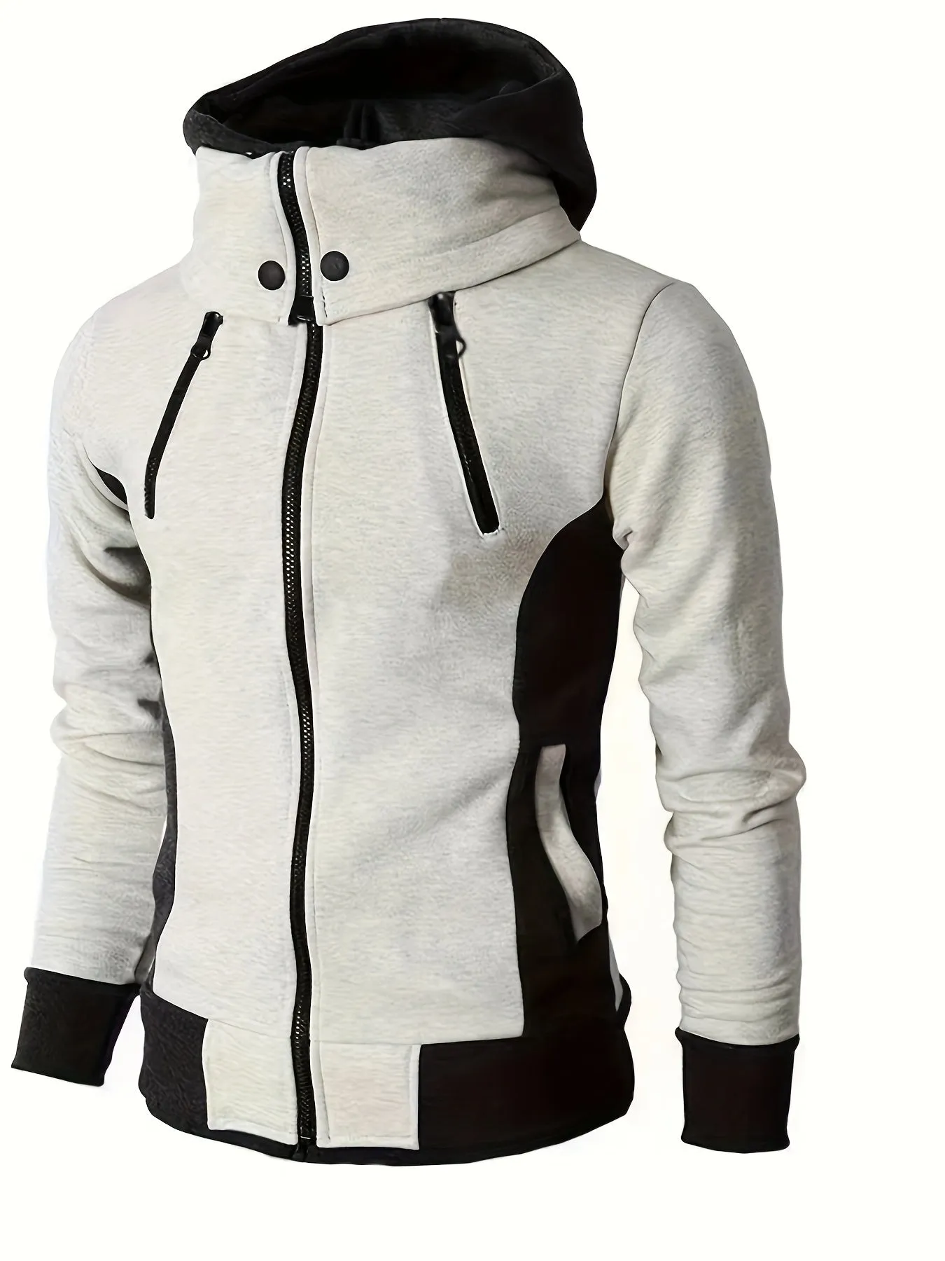 Stylish Color Block Mens Hooded Jacket Versatile Sporty Coat