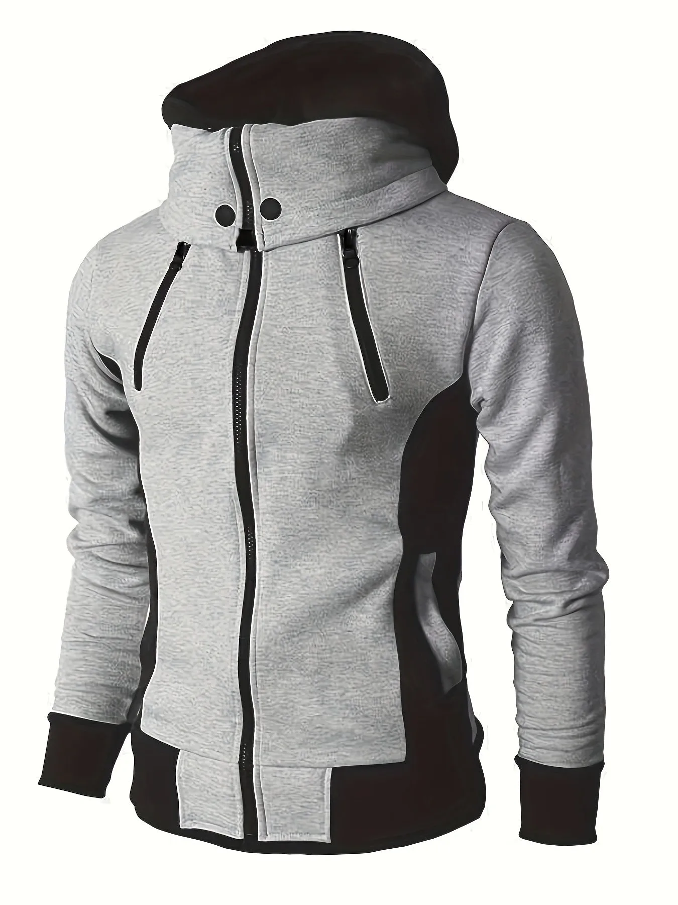 Stylish Color Block Mens Hooded Jacket Versatile Sporty Coat