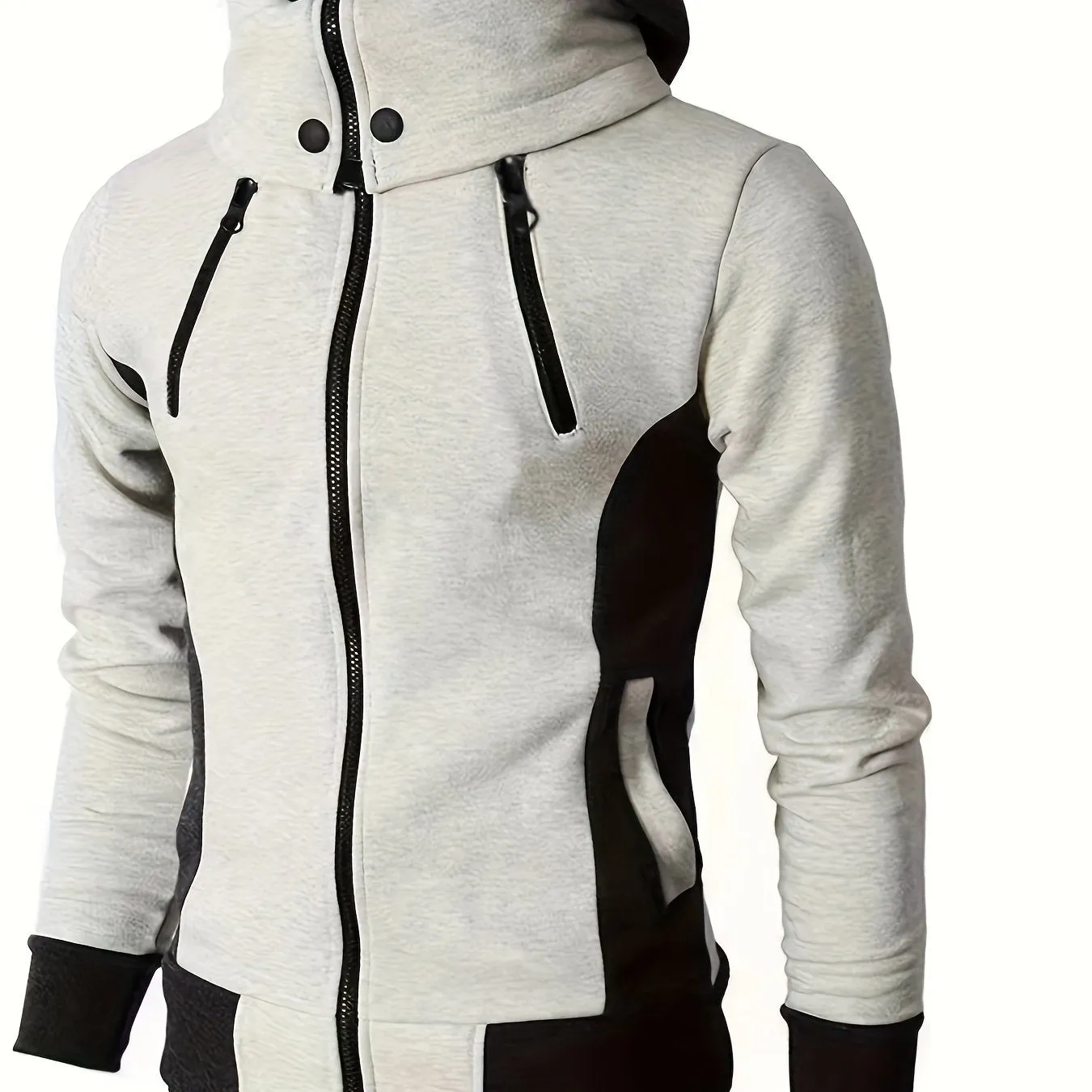 Stylish Color Block Mens Hooded Jacket Versatile Sporty Coat