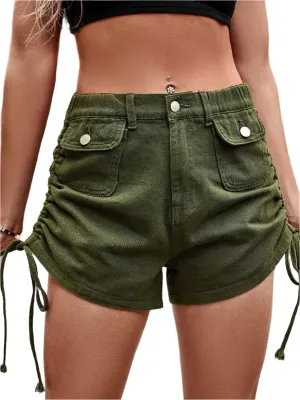 TEEK - Drawstring Denim Shorts with Pockets