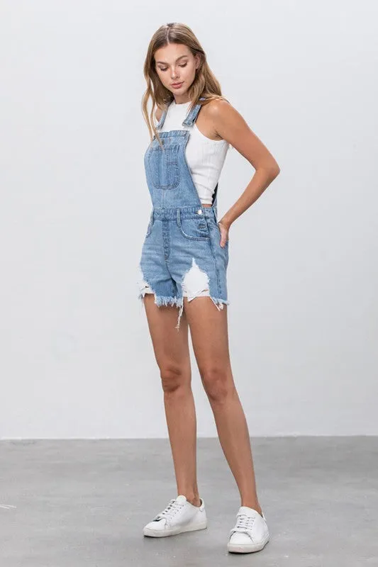 TEEK - LIGHT DENIM OVERALL SHORTS