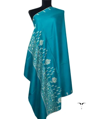 Tiffany Blue Pashmina Shawl With Sozni Work 5570