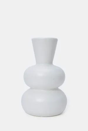 White Round Ceramic Vase