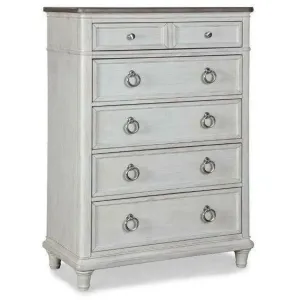 Two-Tone White Wooden Chest with Drawers