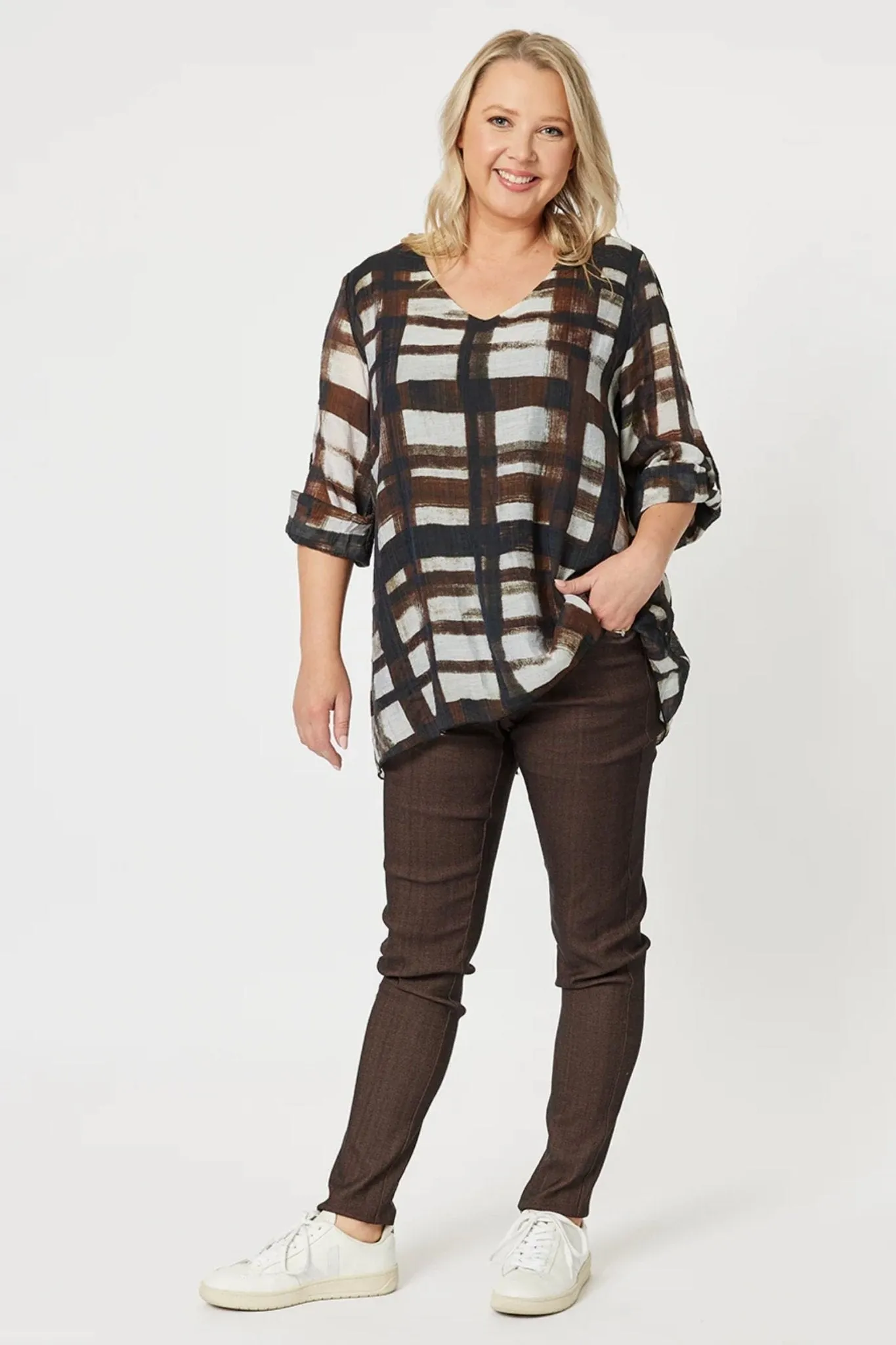 ZENA CHECK LAYERED TUNIC - 45309C