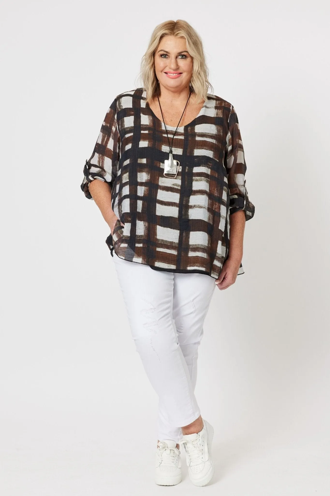 ZENA CHECK LAYERED TUNIC - 45309C